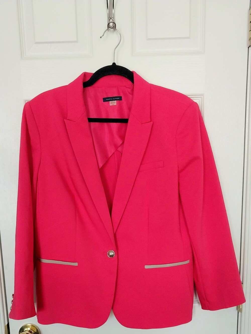 Tommy Hilfiger Bold Hot Pink Blazer Single Button Women's Tailored Suit Jacket